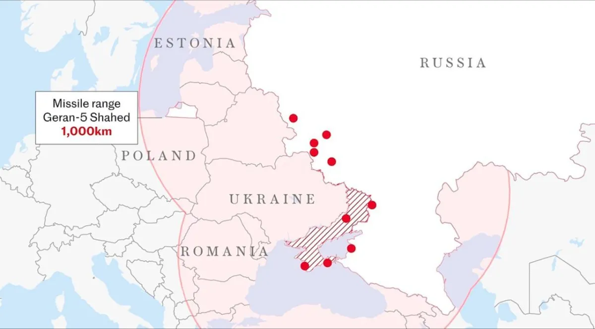 Mapa ruskih baza za lansiranje dronova