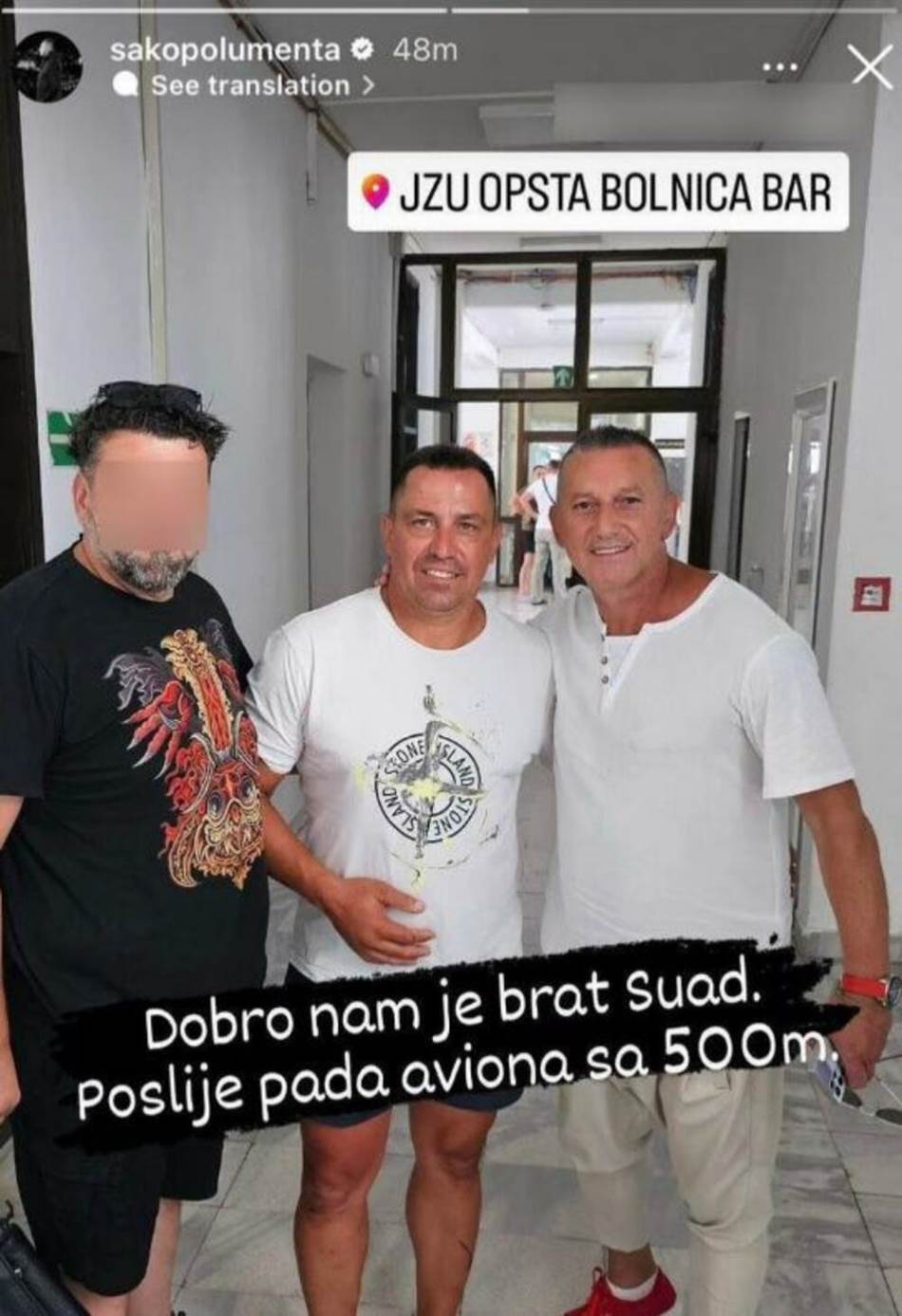 PAO JE S 500 METARA IZ AVIONA! Prijatelj Šaka Polumente bio u letelici koja se SRUŠILA- Pjevač otkrio stanje povređenih