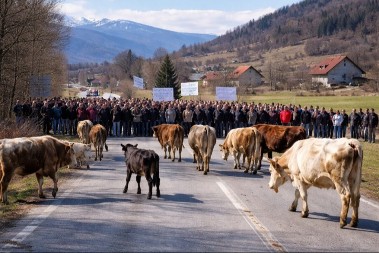 BLOKADA PUTA U PAVINOM POLJU: Vranešani blokiraju put zbog lutajuće stoke - traže hitnu reakciju države!